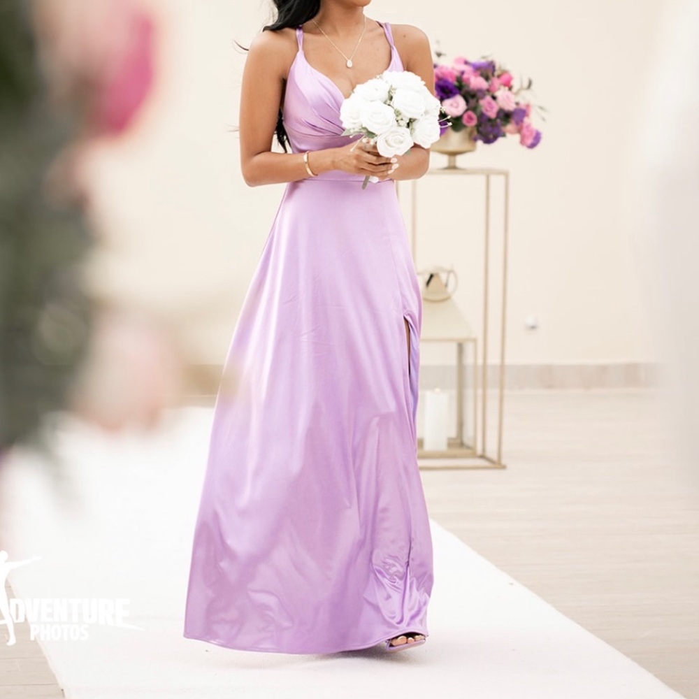Lilac Satin Bridesmaids Dress